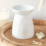 Elegant White Ceramic Buddha Face Oil Burner - Oil & Wax Burners at Gift Moments