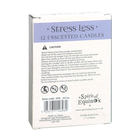 Pack of 12 Stress Less Spell Candles - Candles at Gift Moments