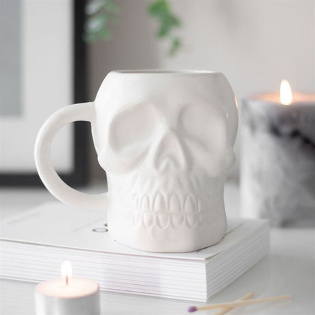 Matte White Skull Mug - Mugs at Gift Moments