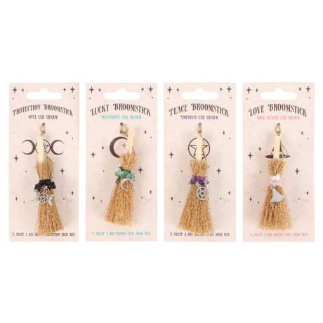 Pack of 12 Lucky Crystal Broomstick Car Charms - at Gift Moments