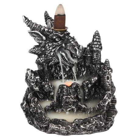 Silver Dragon Backflow Incense Burner With Light - Incense Holders at Gift Moments