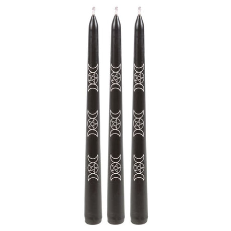 Black Magic Triple Moon Taper Candles - Set of 3 - Candles at Gift Moments