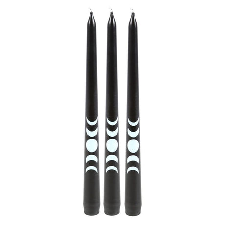 Black Magic Moon Phase Taper Candles - Set of 3 - Candles at Gift Moments