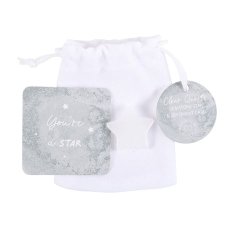 You're a Star Lucky Clear Quartz Crystal Star in a Bag - at Gift Moments