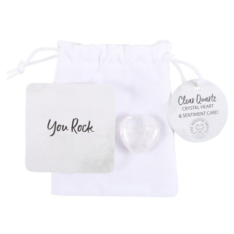 You Rock Clear Quartz Crystal Heart in a Bag - at Gift Moments