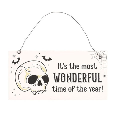 Most Wonderful Time of the Year Skull Hanging Sign - at Gift Moments