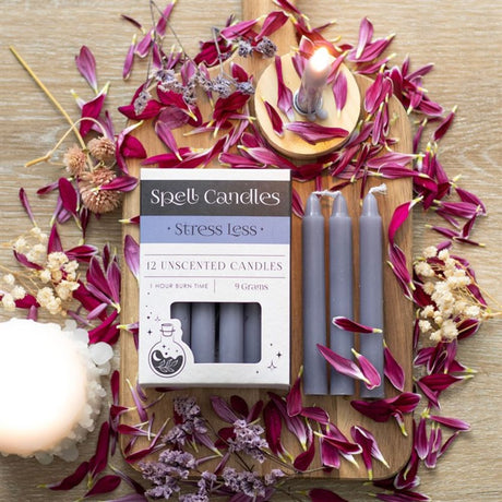 Pack of 12 Stress Less Spell Candles - Candles at Gift Moments