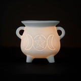 White Triple Moon Cauldron Oil Burner - Oil & Wax Burners at Gift Moments