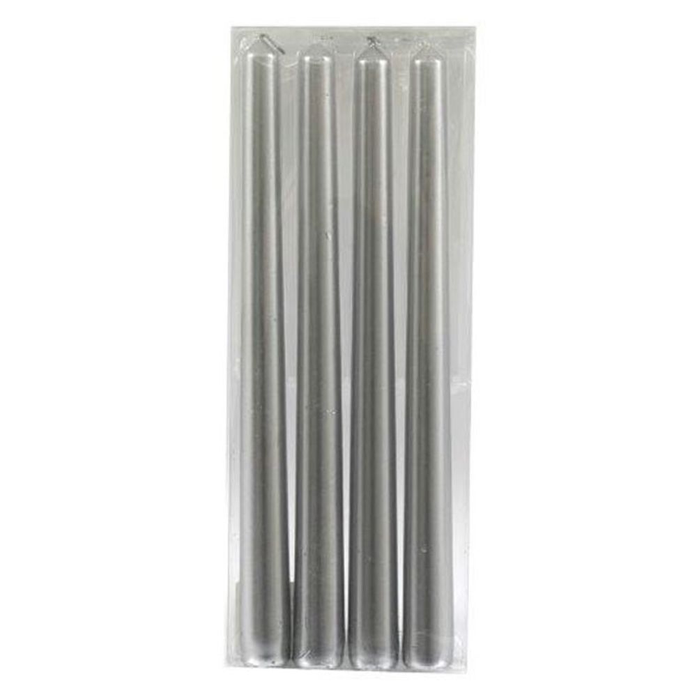 Set of 4 Silver Taper Candles - Candles at Gift Moments