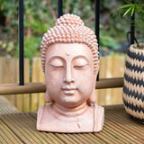 Terracotta Effect Buddha Head Ornament 41cm - Garden Ornaments at Gift Moments