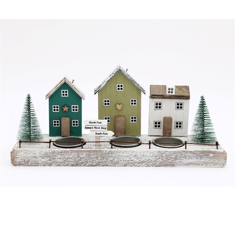 Christmas House Triple Tealight Holder - Candle Holders at Gift Moments