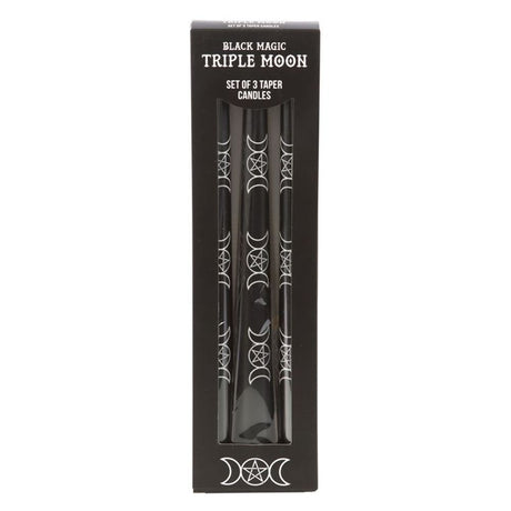 Black Magic Triple Moon Taper Candles - Set of 3 - Candles at Gift Moments