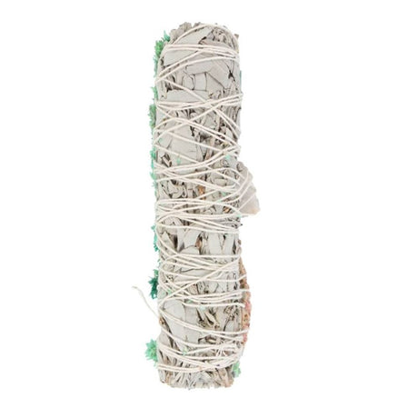 6in Ritual Wand Smudge Stick with White Sage, Abalone and Quartz - at Gift Moments