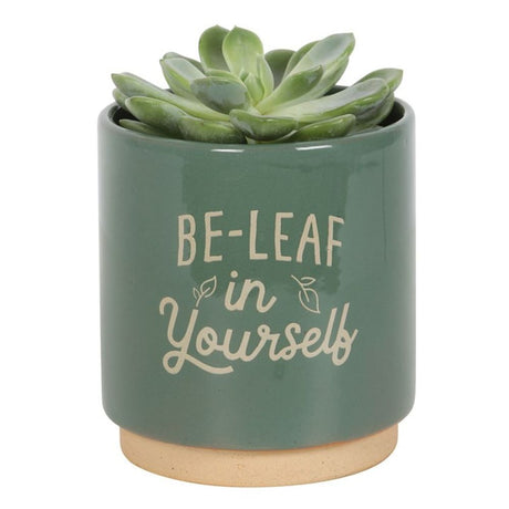 Green Be-Leaf in Yourself Plant Pot - Pots & Planters at Gift Moments