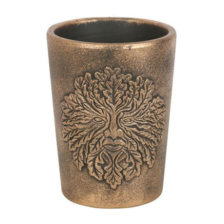 Lisa Parker Green Man Bronze Terracotta Plant Pot - Pots & Planters at Gift Moments