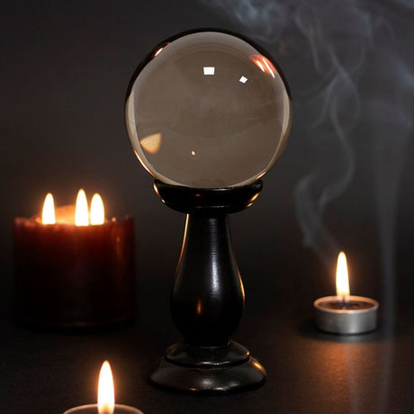 Small Smoke Grey Crystal Ball on Stand - at Gift Moments