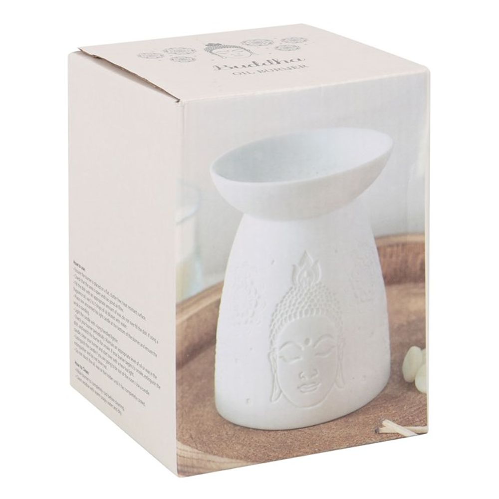 Elegant White Ceramic Buddha Face Oil Burner - Oil & Wax Burners at Gift Moments