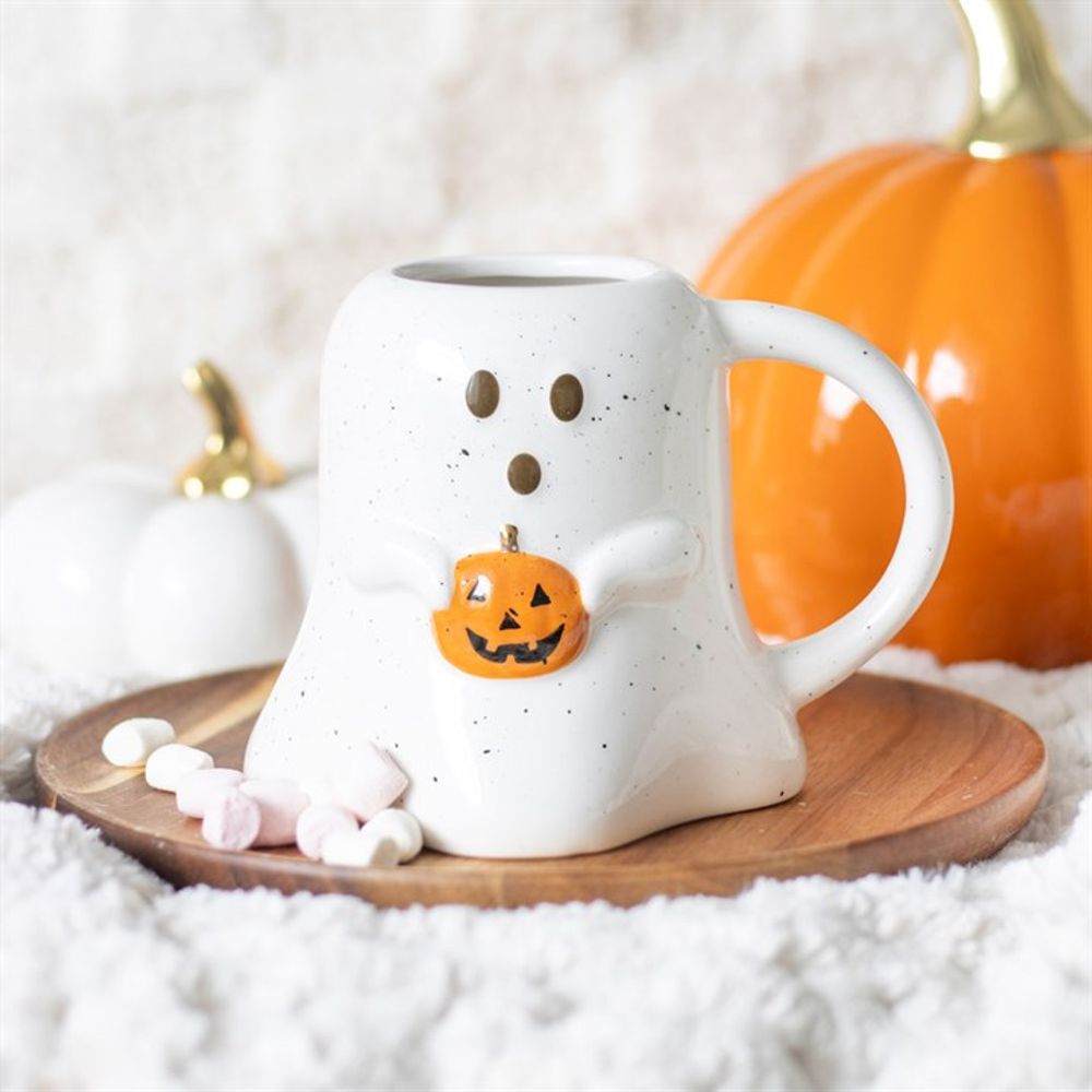 Ghost Shaped Mug with Pumpkin - Mugs at Gift Moments