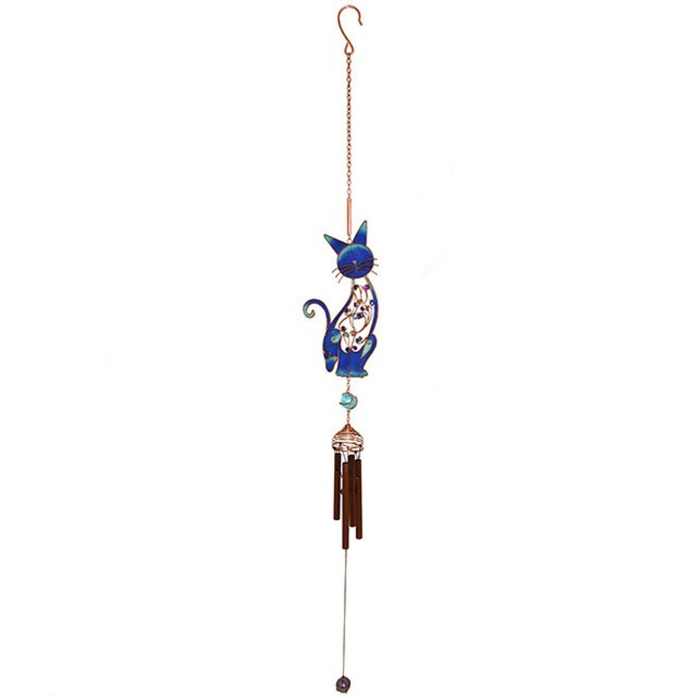 Vibrant Blue Cat Windchime - Wind Chimes at Gift Moments