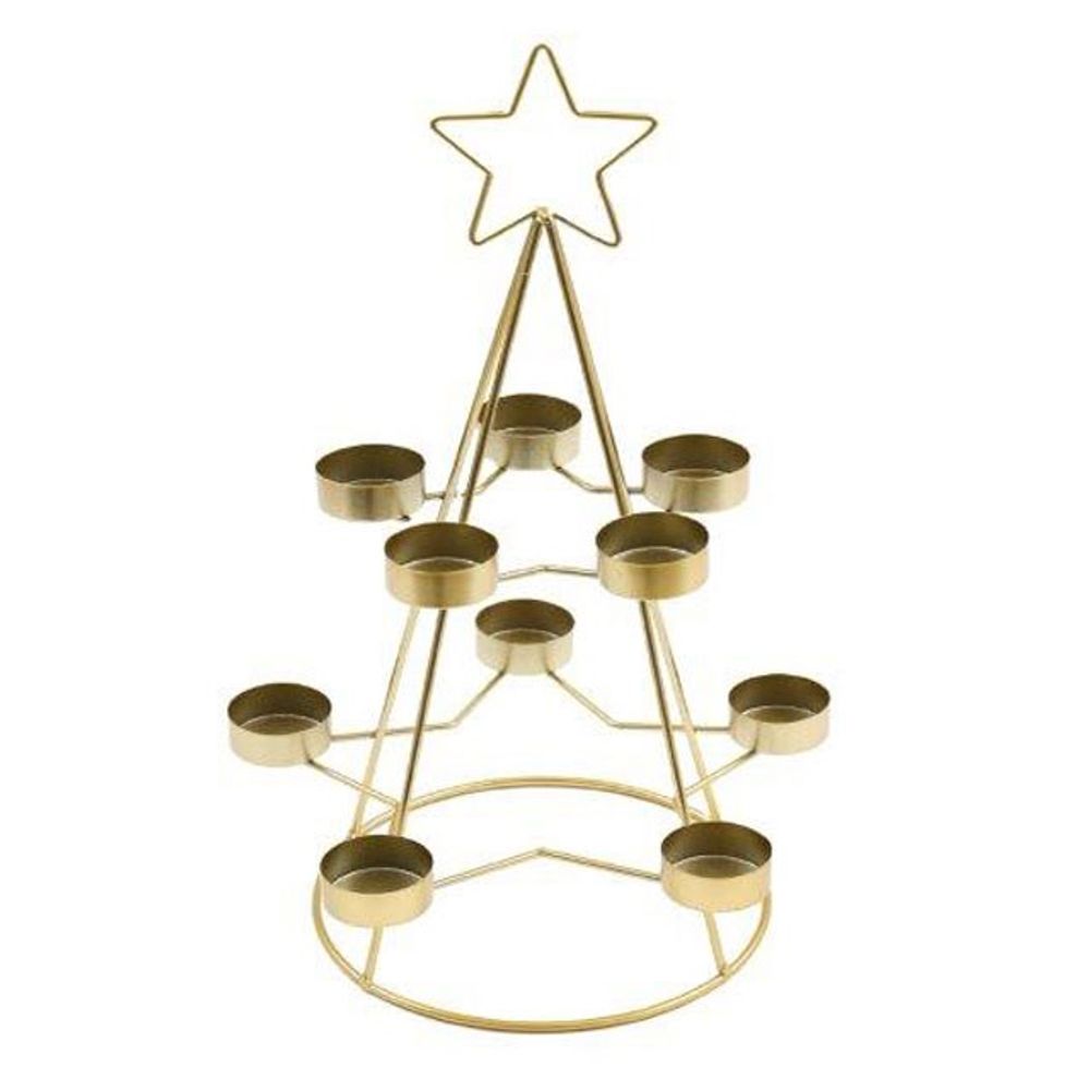 35cm Gold Star Multi Tealight Candle Holder - Candle Holders at Gift Moments