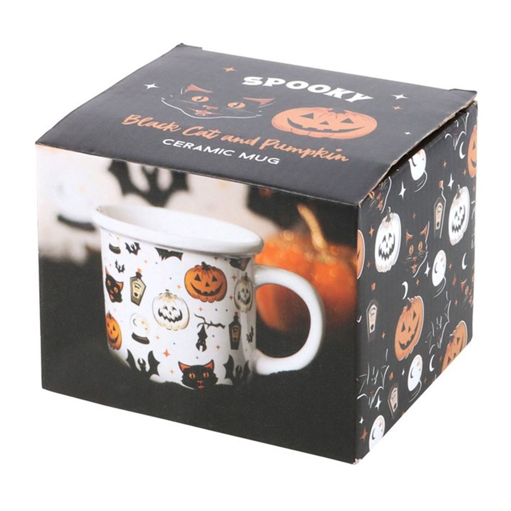 Spooky Cat and Pumpkin Print Mug - Mugs at Gift Moments