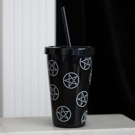 Pentagram Plastic Tumbler with Straw - at Gift Moments