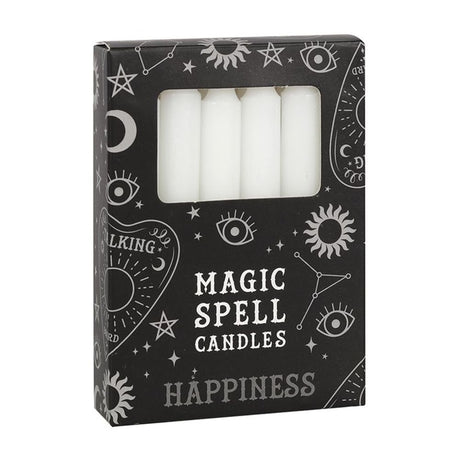 Set of 12 White Happiness Spell Candles - Candles at Gift Moments