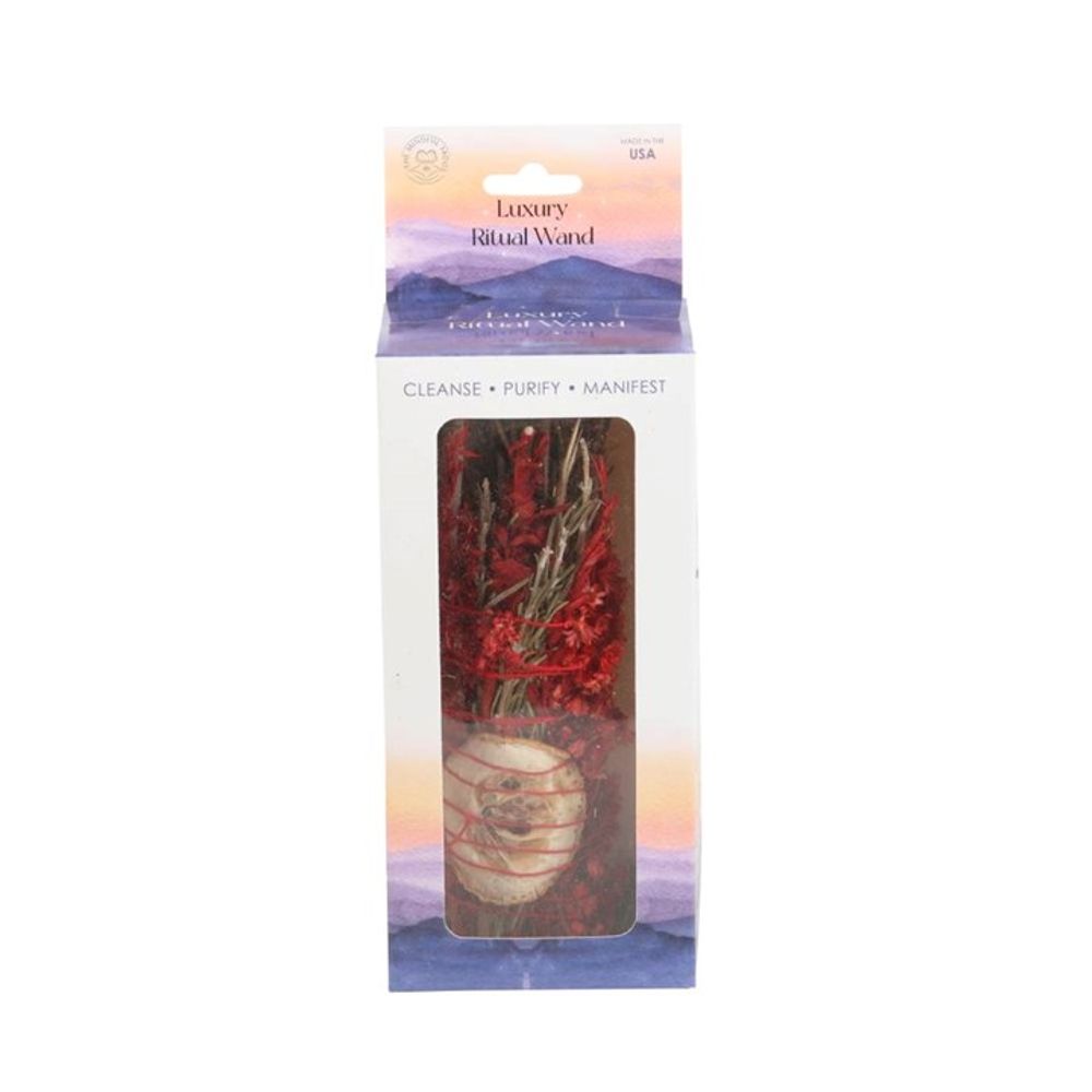 6in Ritual Wand Smudge Stick with Rosemary, Sage and Red Jasper