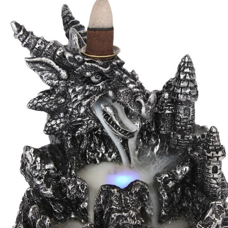 Silver Dragon Backflow Incense Burner With Light - Incense Holders at Gift Moments