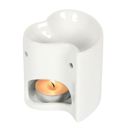 Heart-Shaped Ceramic Oil Burner in White - Oil & Wax Burners at Gift Moments