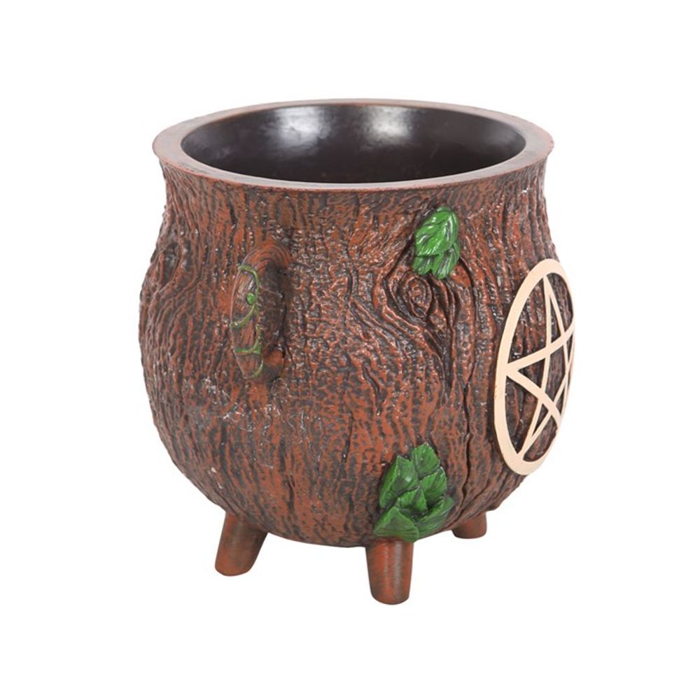 Pentagram Bark Effect Resin Cauldron Plant Pot - Vases & Plant Pots at Gift Moments