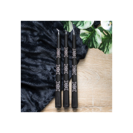 Black Magic Triple Moon Taper Candles - Set of 3 - Candles at Gift Moments