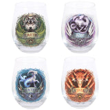 Set of 4 Elemental Stemless Wine Glasses by Anne Stokes - at Gift Moments