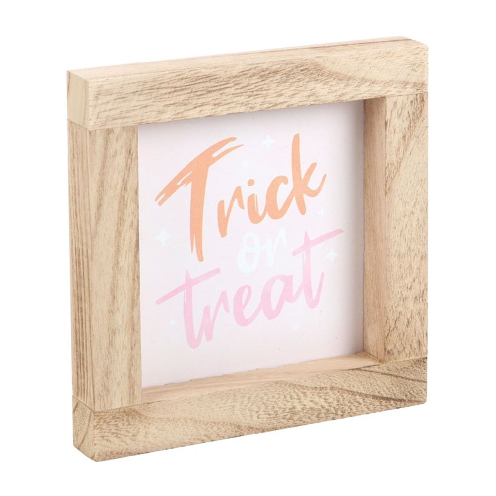 Pink Trick or Treat Wooden Frame Sign - Signs & Plaques at Gift Moments