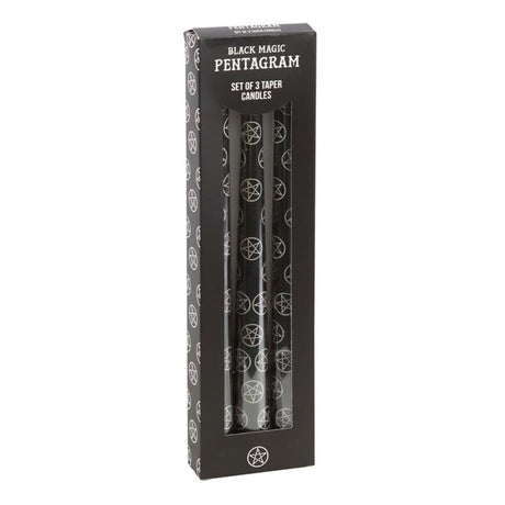 Set of 3 Black Magic Pentagram Taper Candles - Candles at Gift Moments