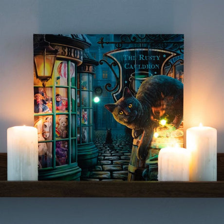 Rusty Cauldron Light Up Canvas Plaque by Lisa Parker - Wall Art at Gift Moments