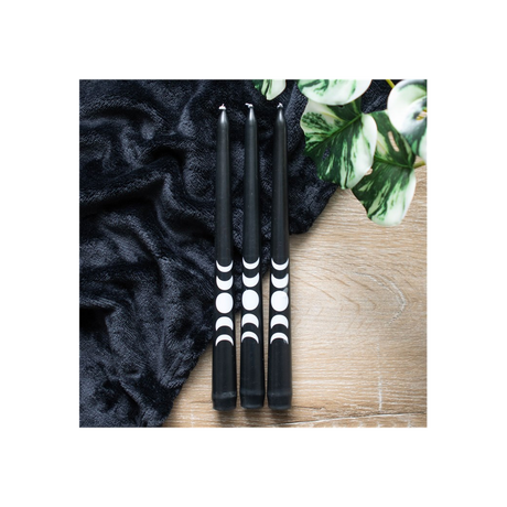 Black Magic Moon Phase Taper Candles - Set of 3 - Candles at Gift Moments