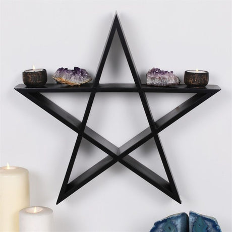 Pentagram Wall Shelf - Black Decorative Art Piece - at Gift Moments