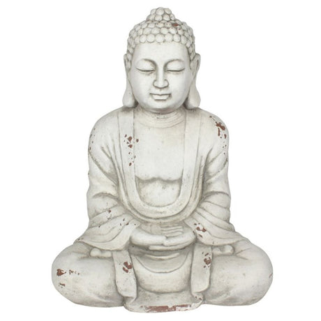 Serene White Hands In Lap Sitting Garden Buddha - 58cm - at Gift Moments