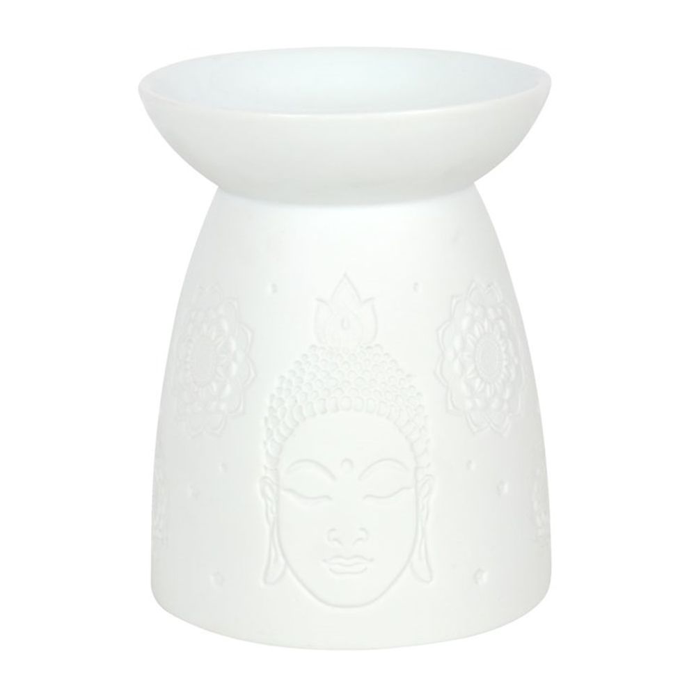 Elegant White Ceramic Buddha Face Oil Burner - Oil & Wax Burners at Gift Moments