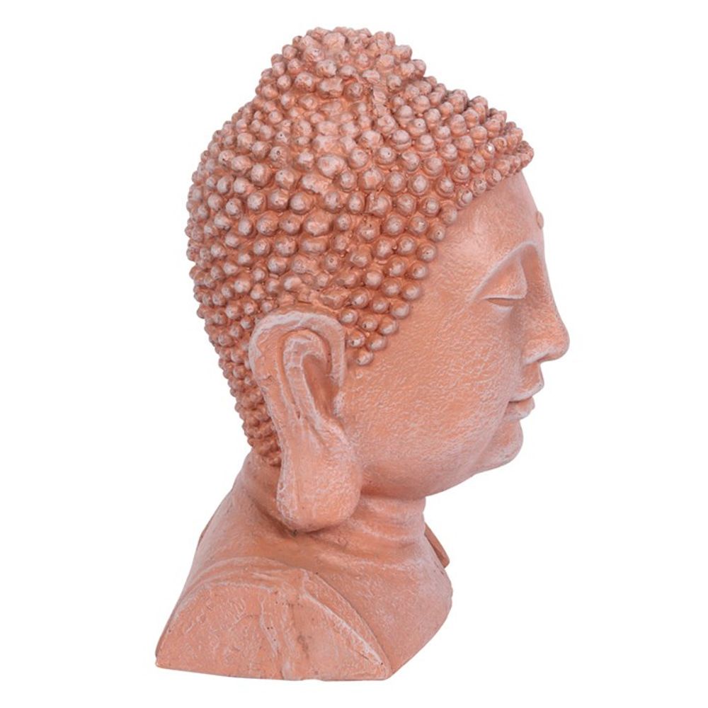 Terracotta Effect Buddha Head Ornament 41cm - Garden Ornaments at Gift Moments