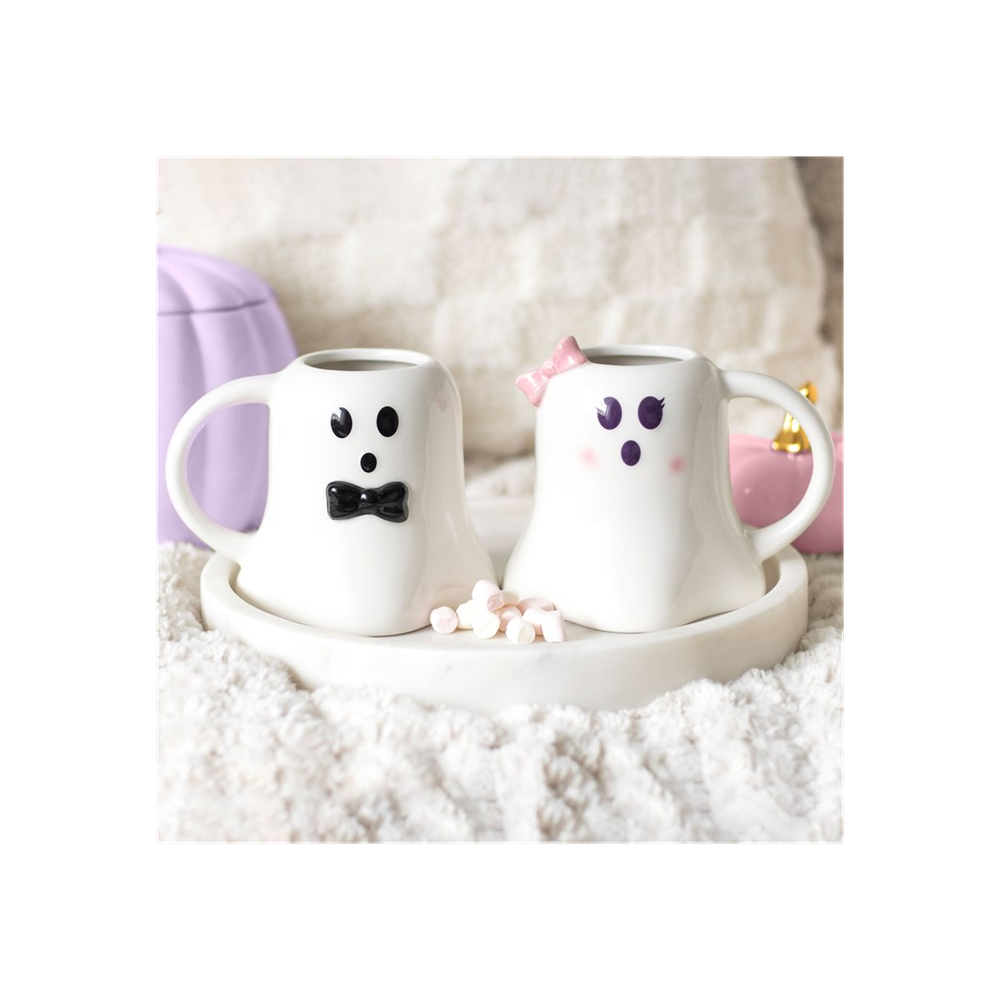 Mr and Mrs Boo Ghost Shaped Mug Set - Mugs at Gift Moments