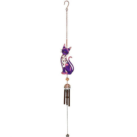 Purple Cat Windchime - Floral Delight for Cat Lovers - Wind Chimes at Gift Moments