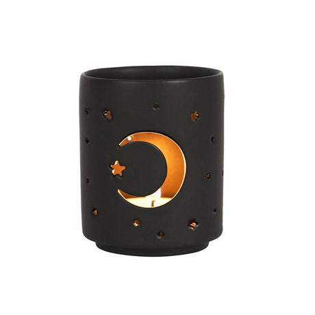 Small Black Mystical Moon Cut Out Tealight Holder - Candle Holders at Gift Moments