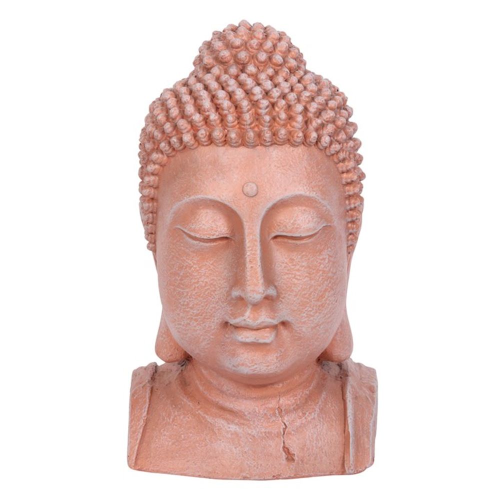 Terracotta Effect Buddha Head Ornament 41cm - Garden Ornaments at Gift Moments