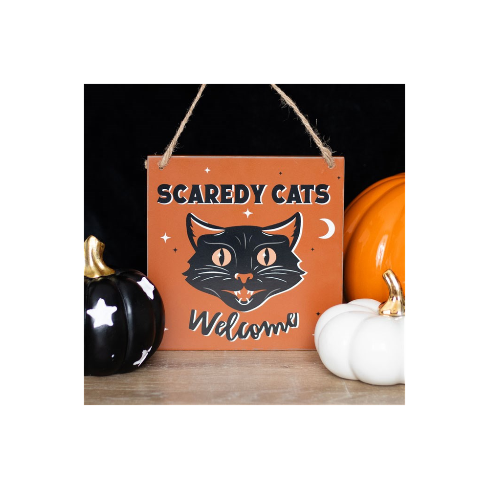 Scaredy Cats Welcome Hanging Sign - Signs & Plaques at Gift Moments