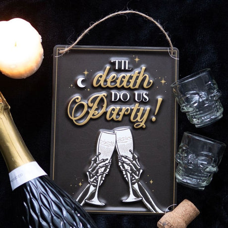 Til Death Do Us Party Champagne Hanging Metal Sign - at Gift Moments