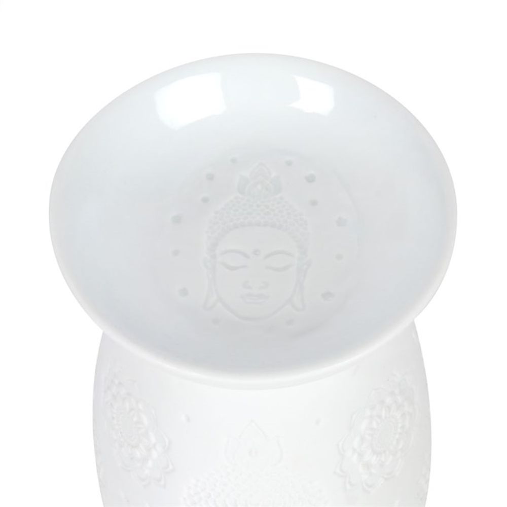 Elegant White Ceramic Buddha Face Oil Burner - Oil & Wax Burners at Gift Moments