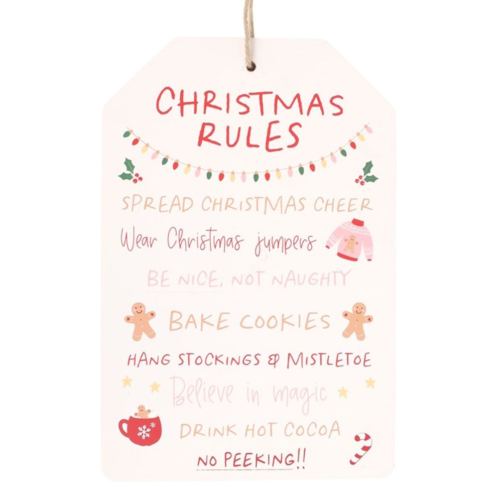 Sugarplum Fun Christmas Rules Hanging Sign