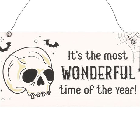 Most Wonderful Time of the Year Skull Hanging Sign - at Gift Moments